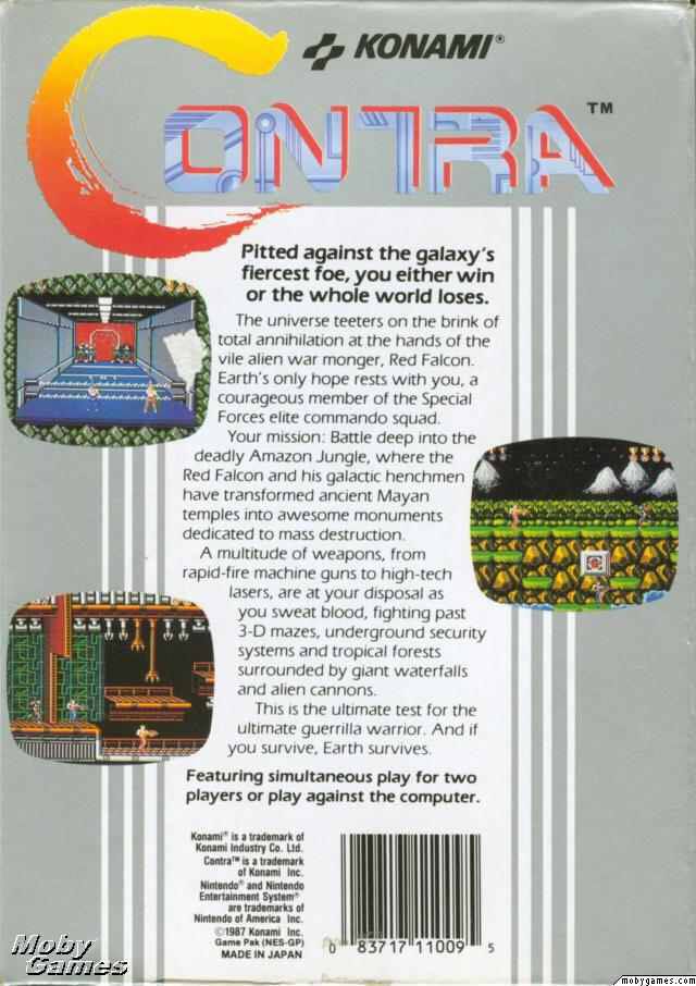 contra - Nintendo Entertainment System (NES) (Konami) video game collectible - Main Image 2