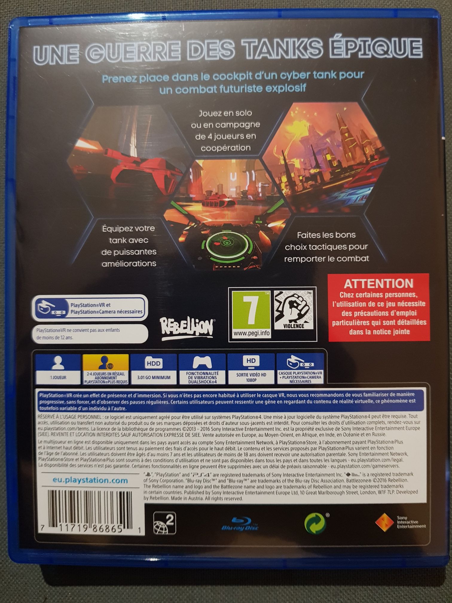Battle zone - Sony PlayStation VR (Rebellion Developments - 1-8) video game collectible [Barcode 711719868651] - Main Image 2