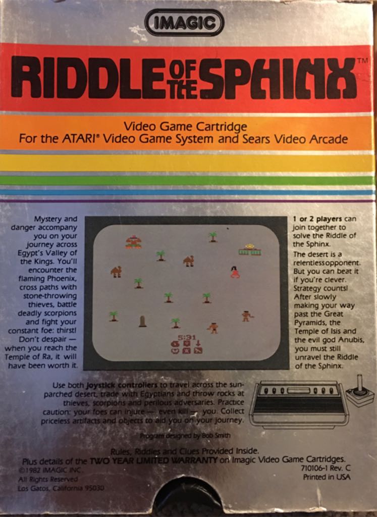Riddle Of The Sphinx - Atari 2600 (Imagic) video game collectible - Main Image 2