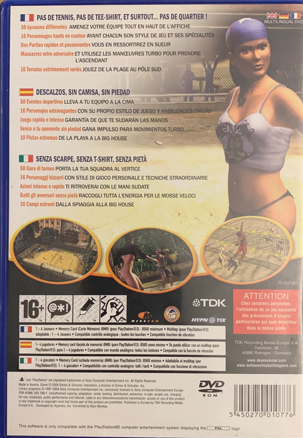 Outlaw Volleyball - Sony PlayStation 2 (PS2) (Global Star Software - 1-4) video game collectible [Barcode 5450270010776] - Main Image 2