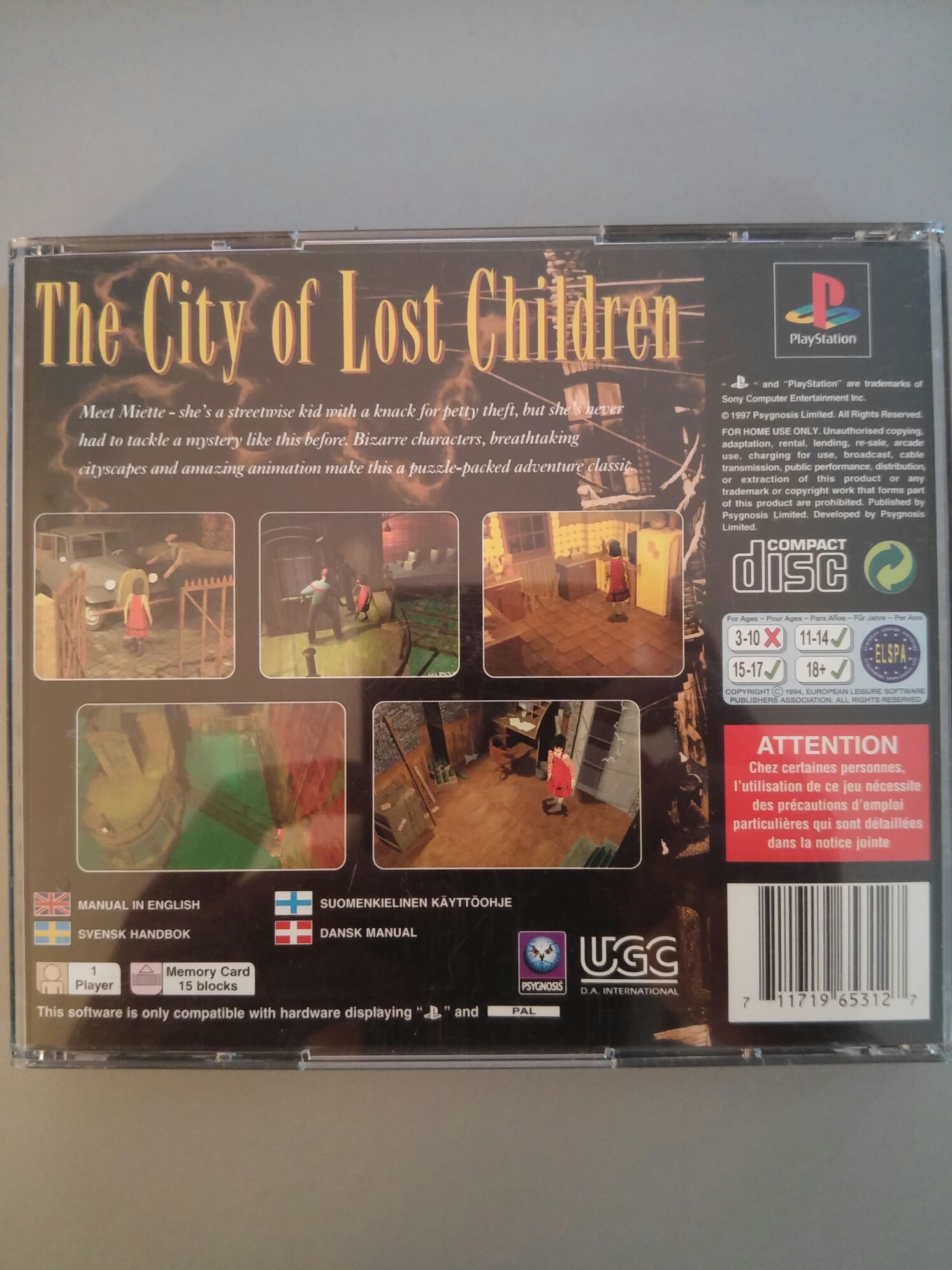 The City of Lost Children - Sony PlayStation (Psygnosis - 1) video game collectible [Barcode 711719653127] - Main Image 2