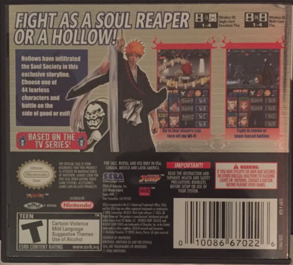 Bleach: Dark Souls - Nintendo DS (Sega - 1) video game collectible [Barcode 010086670226] - Main Image 2