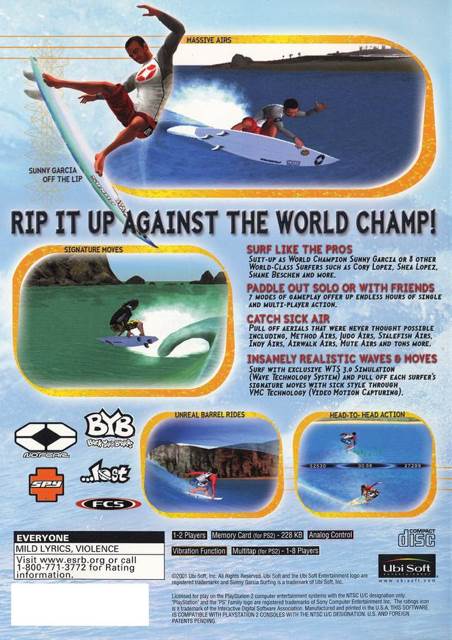 Sunny Garcia Surfing - Sony PlayStation 2 (PS2) (Krome Studios) video game collectible [Barcode 008888320241] - Main Image 2