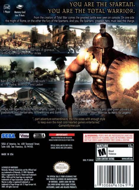 Spartan Total Warrior - Nintendo GameCube (Sega - 1) video game collectible [Barcode 5060004765348] - Main Image 2