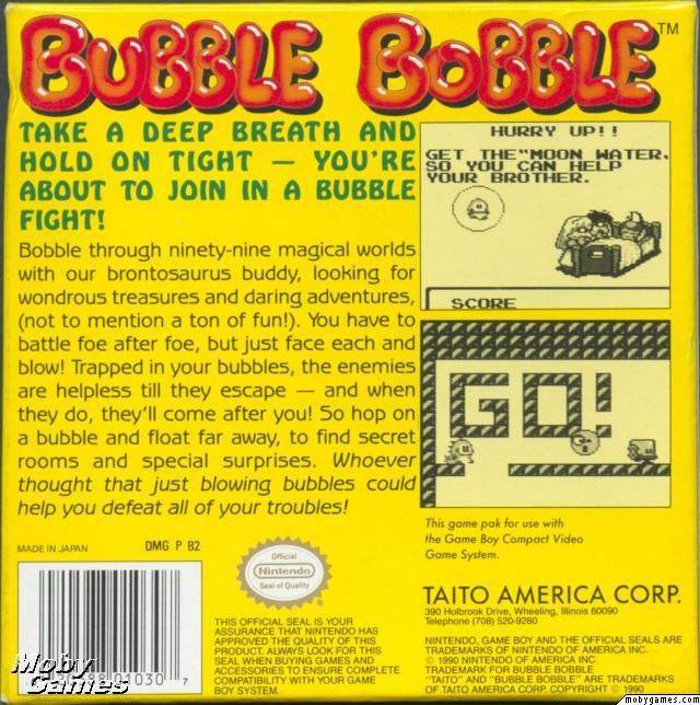 Bubble Bobble  - Nintendo Game Boy video game collectible - Main Image 2