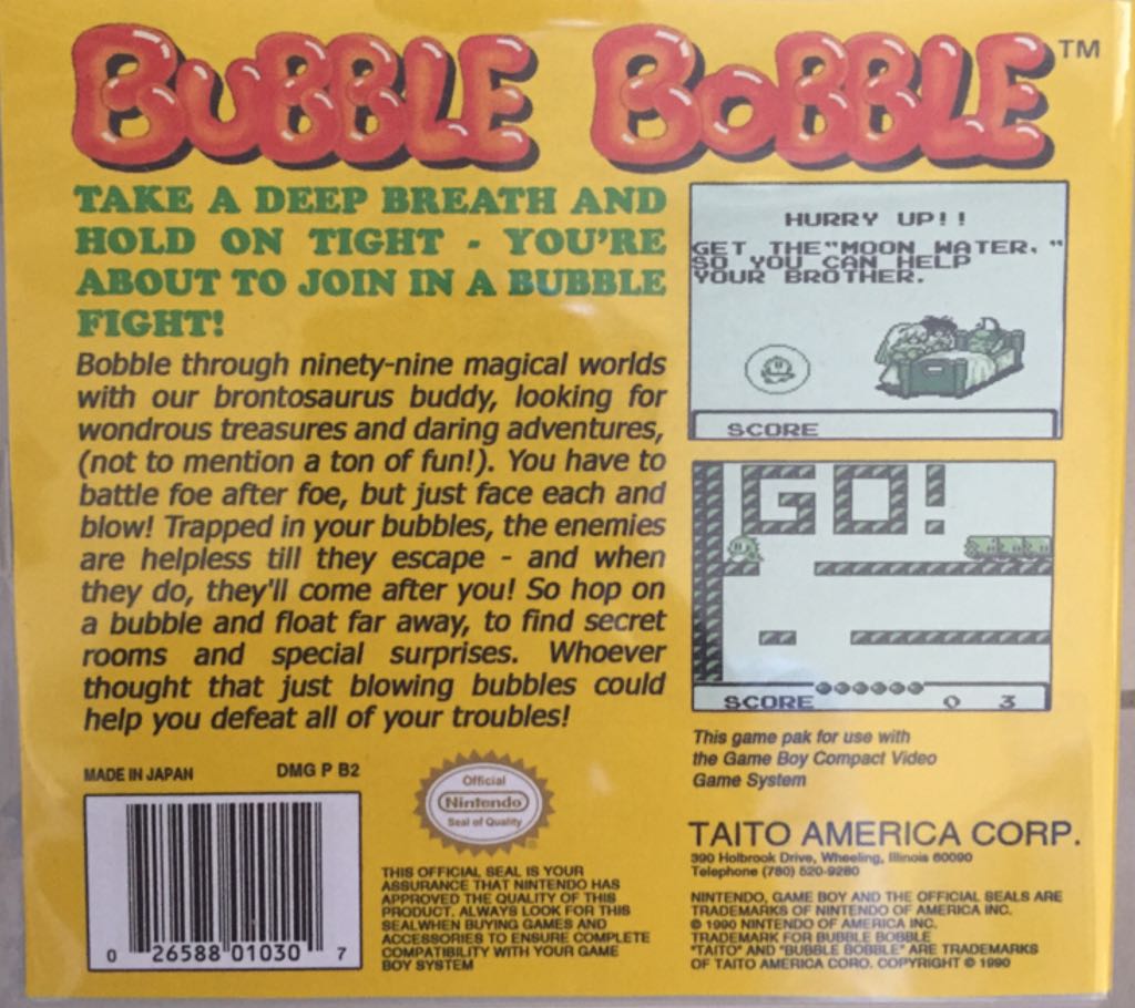 Bubble Bobble  - Nintendo Game Boy video game collectible - Main Image 2