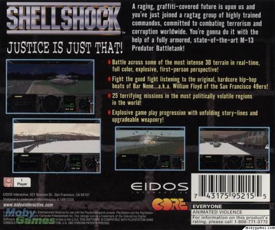 Shellshock (long box) - Sony PlayStation (Eidos Interactive - 1) video game collectible [Barcode 743175952155] - Main Image 2