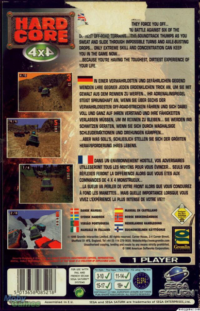 Hardcore 4x4 - Sega Saturn (Gremlin Interactive - 2) video game collectible [Barcode 5013658085218] - Main Image 2