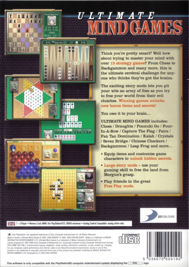 Ultimate Mind Games - Sony PlayStation 2 (PS2) (Midas Interactive Entertainment - 4) video game collectible [Barcode 5036675004192] - Main Image 2