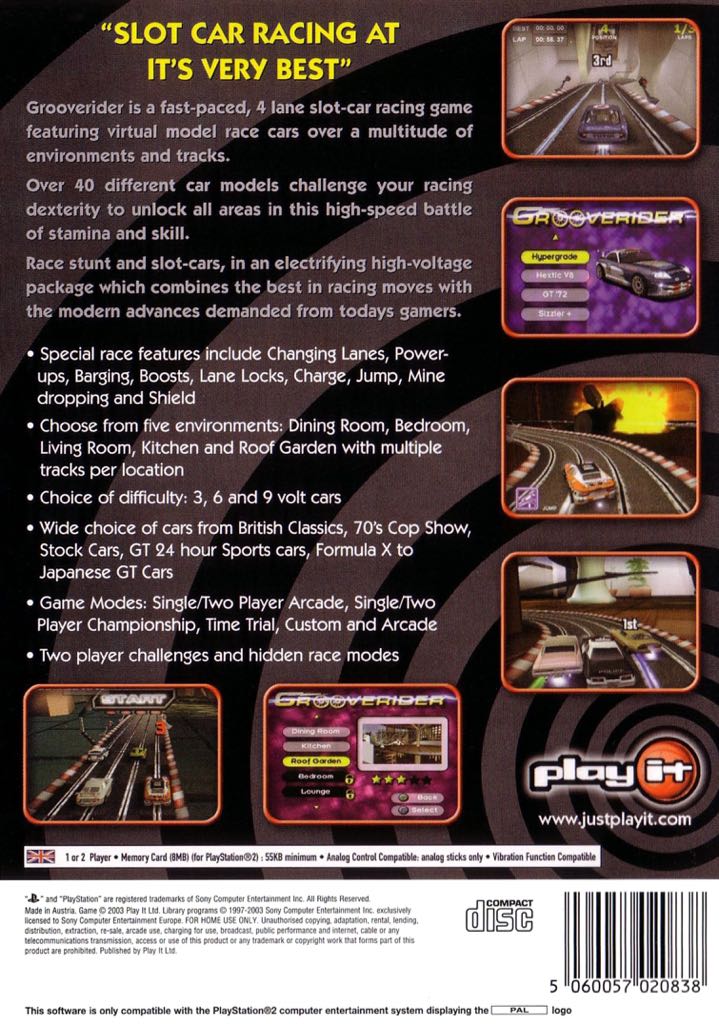 Grooverider Slot Car Racing - Sony PlayStation 2 (PS2) (Play It - 1 - 2) video game collectible [Barcode 5060057021408] - Main Image 2