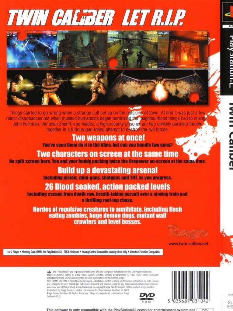 Twin Caliber - Sony PlayStation 2 (PS2) (Rage Software - 2) video game collectible [Barcode 5035687031042] - Main Image 2