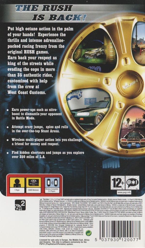 L.A. Rush - Sony PlayStation Portable (PSP) (Midway - 4) video game collectible [Barcode 5037930120077] - Main Image 2