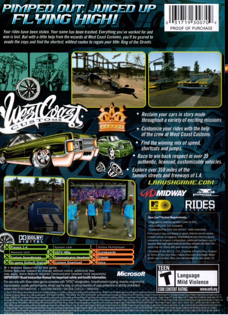 L.A. Rush - Microsoft Xbox video game collectible - Main Image 2