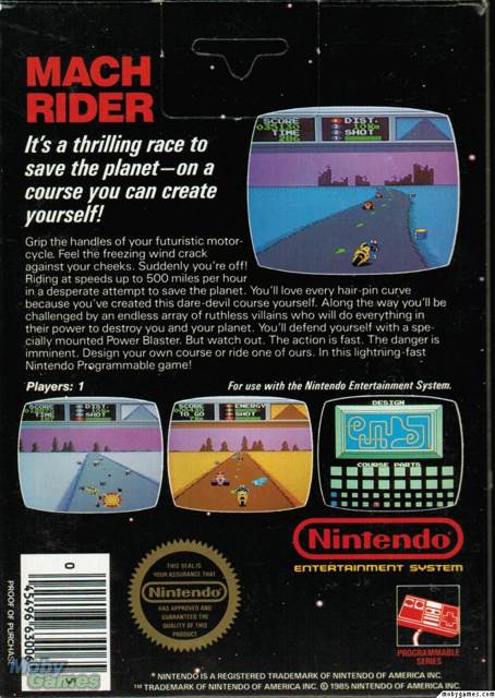 Mach Rider - Nintendo Entertainment System (NES) (Nintendo - 1) video game collectible [Barcode 045496630065] - Main Image 2