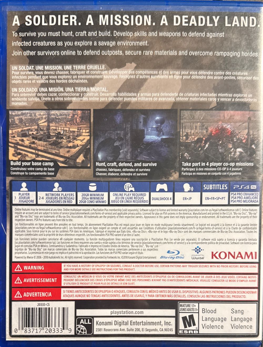 Metal Gear Survive - Sony PlayStation Network (PSN) (Konami - 1) video game collectible [Barcode 083717203339] - Main Image 2