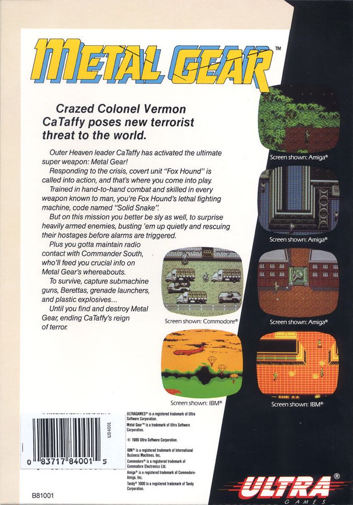 Metal Gear - Tandy Computer (Konami - 1) video game collectible - Main Image 2