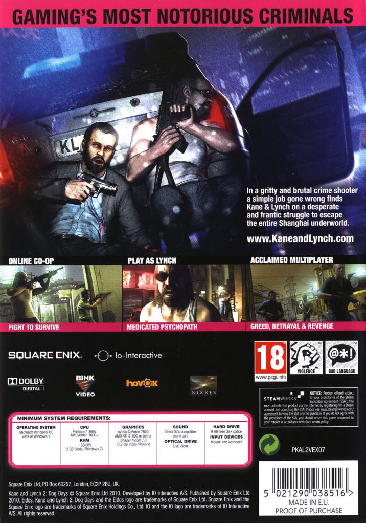 Kane And Lynch 2: Dog Days - Sony PlayStation 3 (PS3) (Microsoft Game Studios - 2) video game collectible [Barcode 5021290038684] - Main Image 2