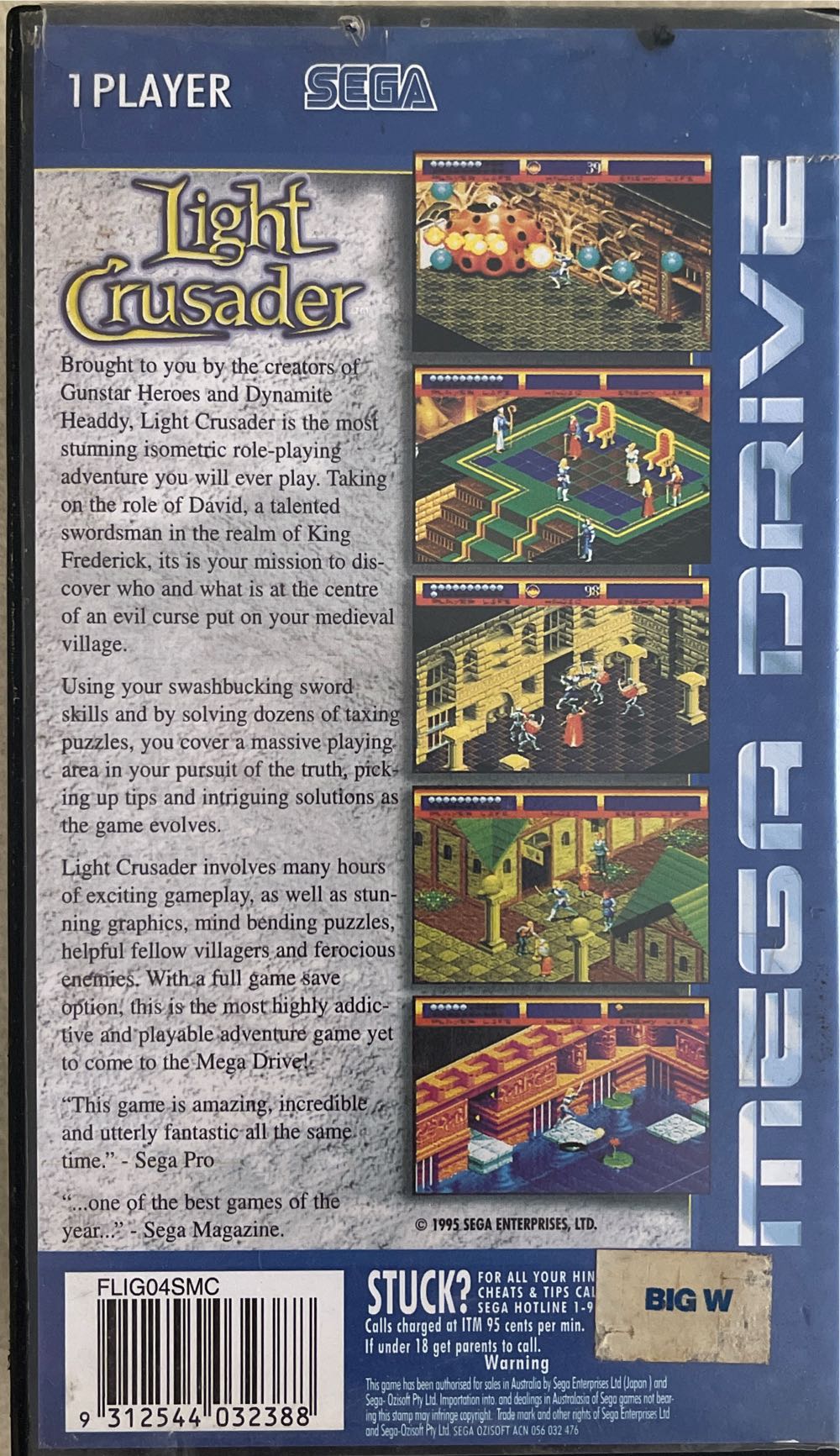 Light Crusader - Sega Megadrive (Sega - 1) video game collectible [Barcode 9312544032388] - Main Image 2