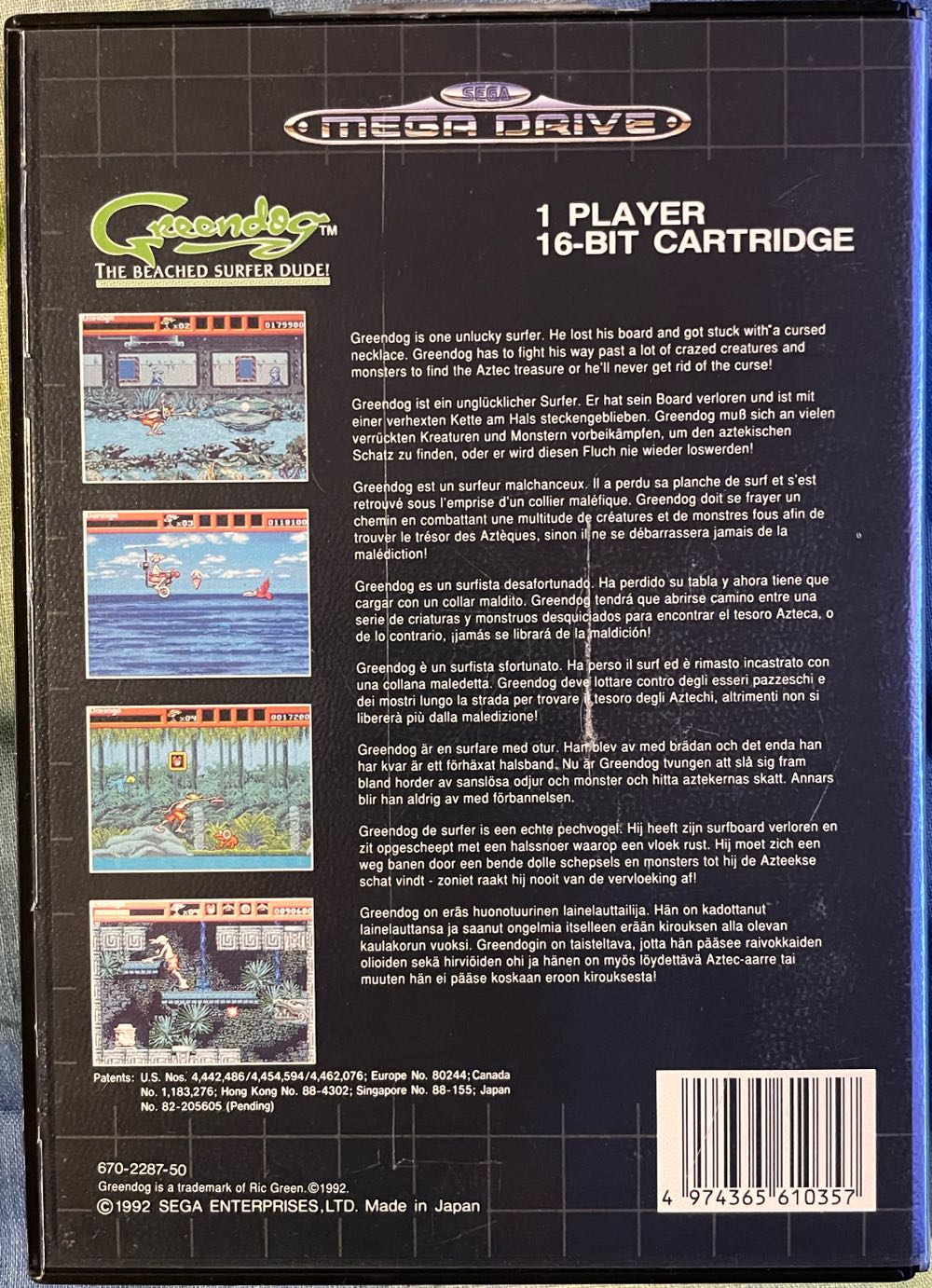 Greendog The Beached Surfer Dude! - Sega Mega Drive (Só com Caixa - 1) video game collectible [Barcode 010086000078] - Main Image 2