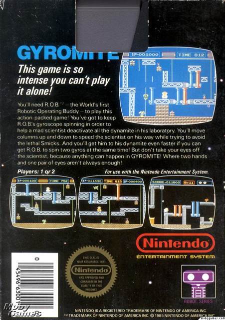 Gyromite - Nintendo Entertainment System (NES) (Nintendo - 1-2 players (Player 2 can act as the ’robot’ / supports R.O.B. accessory)) video game collectible [Barcode 045496630010] - Main Image 2