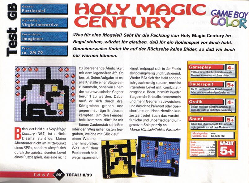 Holy Magic Century - Nintendo Game Boy Color video game collectible [Barcode 5028587070174] - Main Image 2