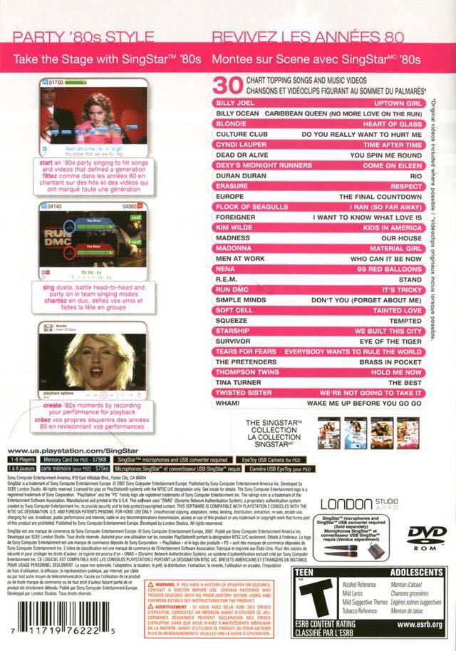 Singstar 80s - Sony PlayStation 2 (PS2) (Boite Et Notice - 8) video game collectible [Barcode 711719198413] - Main Image 2