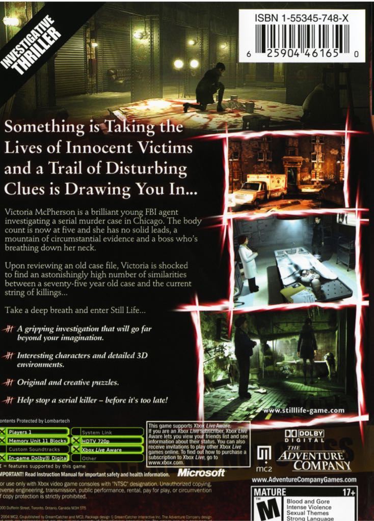 Still Life - Microsoft Xbox (The Adventure Company - 1) video game collectible [Barcode 625904461650] - Main Image 2
