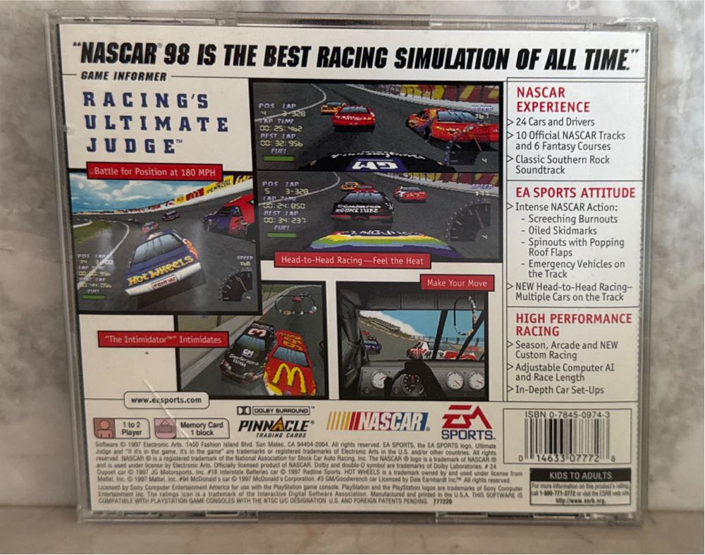 Nascar 98 - Sony PlayStation (Electronic Arts/EA Games - 1-2) video game collectible [Barcode 014633077728] - Main Image 3