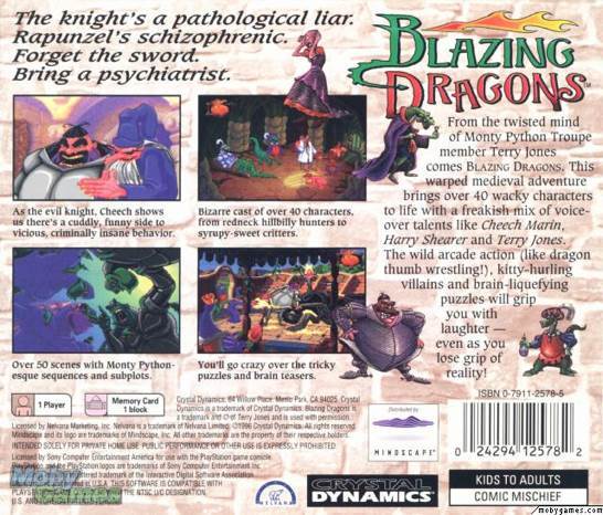 Blazing Dragons - Sony PlayStation video game collectible [Barcode 768964047423] - Main Image 2