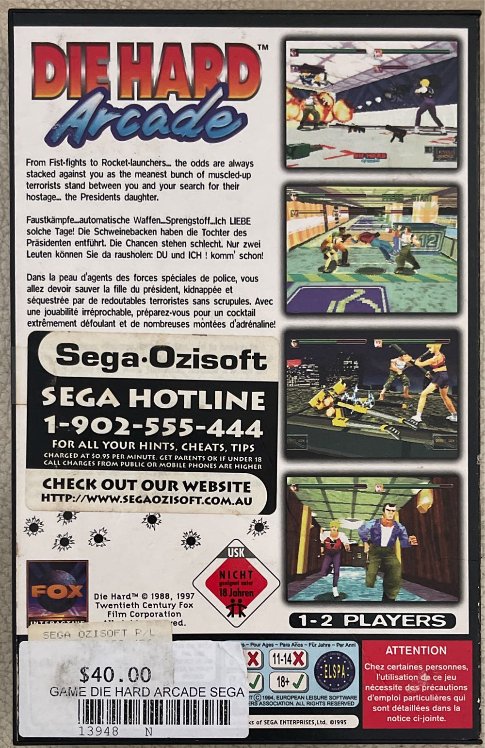 Die Hard Arcade - Sega Saturn video game collectible [Barcode 9312544041182] - Main Image 2