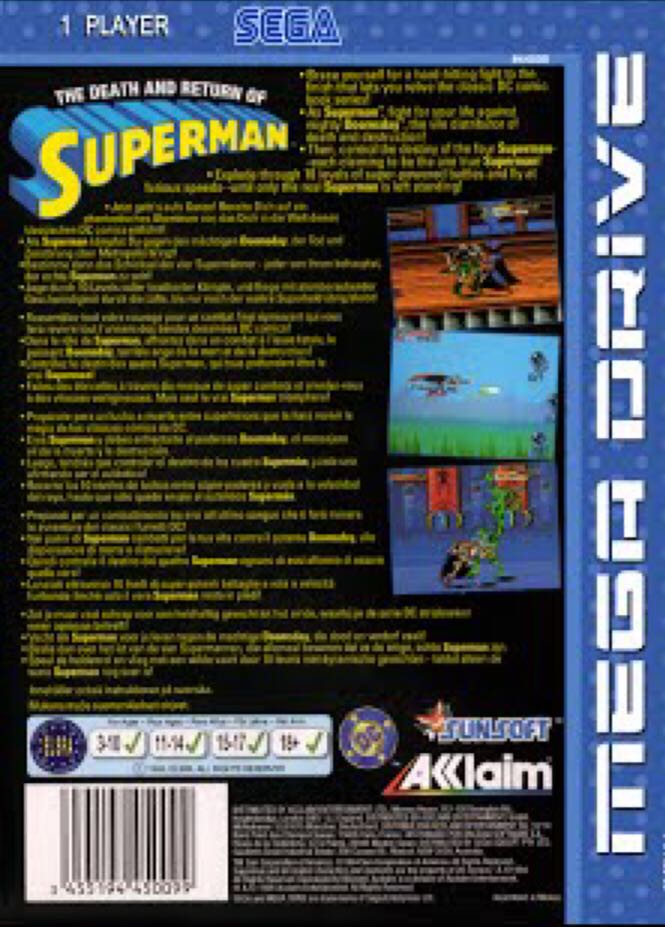 The Death And Return Of Superman - Sega Mega Drive (Akklaim - 1) video game collectible [Barcode 3455194450099] - Main Image 2