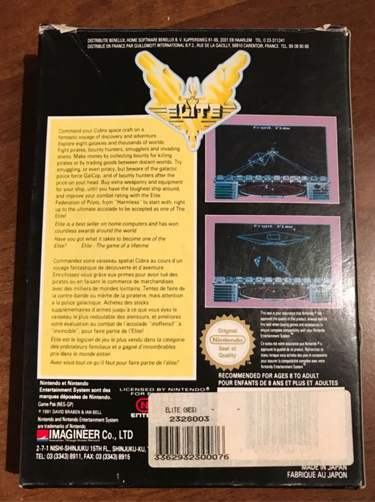 Elite - Nintendo Entertainment System (NES) (Imagineer - 1) video game collectible [Barcode 745694001017] - Main Image 2