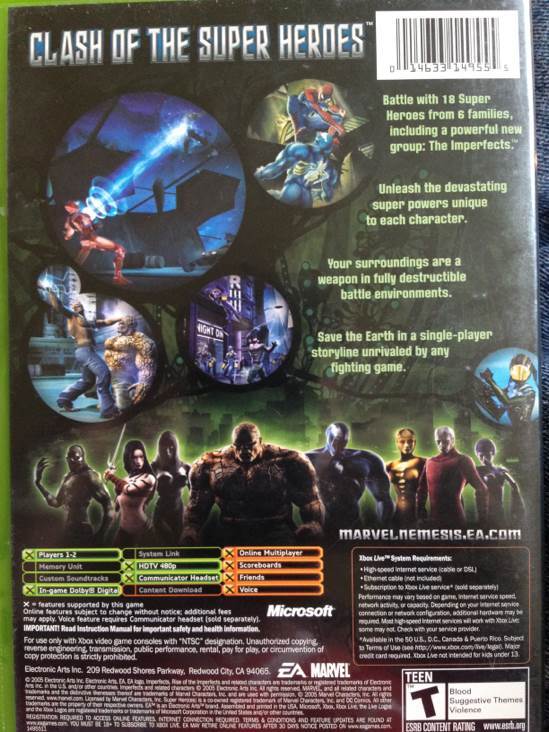 Marvel Nemesis: Rise of the Imperfects - Microsoft Xbox (Electronic Arts - 1-2) video game collectible [Barcode 014633149555] - Main Image 2