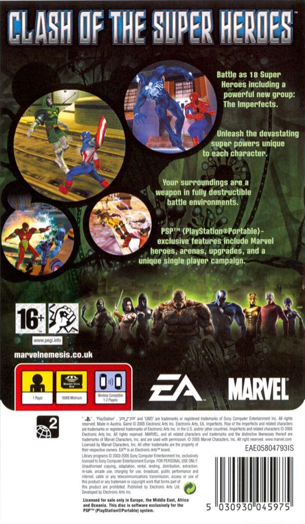 Marvel Nemesis - Rise of the Imperfects - Sony PlayStation Portable (PSP) (Electronic Arts /Marvel) video game collectible [Barcode 5030930045975] - Main Image 2