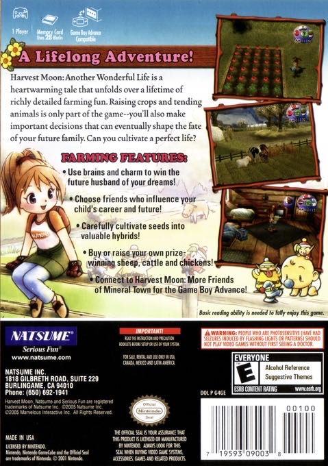 Harvest Moon: Another Wonderful Life - PC (Nintendo - 1) video game collectible [Barcode 0719593090038] - Main Image 2