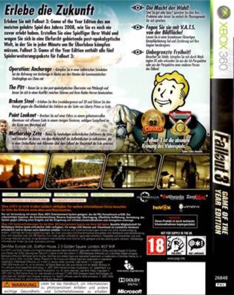Fallout 3: Platinum Hits - Microsoft Xbox 360 video game collectible [Barcode 885370095258] - Main Image 2