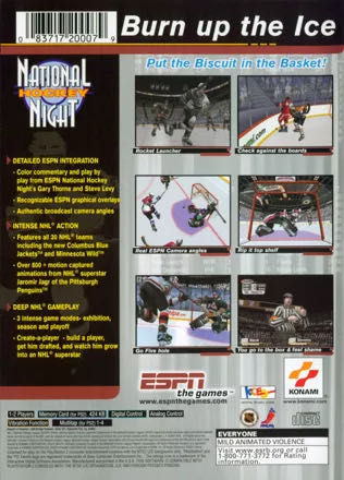 ESPN National Hockey Night (2001) - Sony PlayStation 2 (PS2) (Konami - 1-2) video game collectible [Barcode 083717200079] - Main Image 2