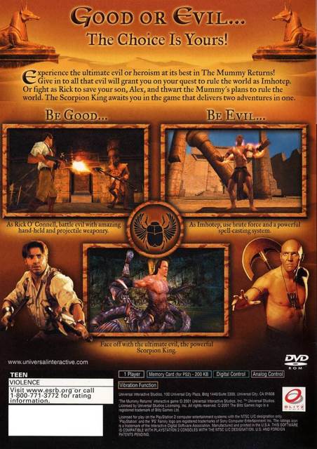 The Mummy Returns - Sony PlayStation 2 (PS2) (Universal Interactive - 1) video game collectible [Barcode 01252163] - Main Image 2