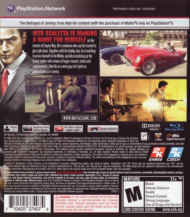 Mafia II - Sony PlayStation Network (PSN) video game collectible [Barcode 4180477379161] - Main Image 2