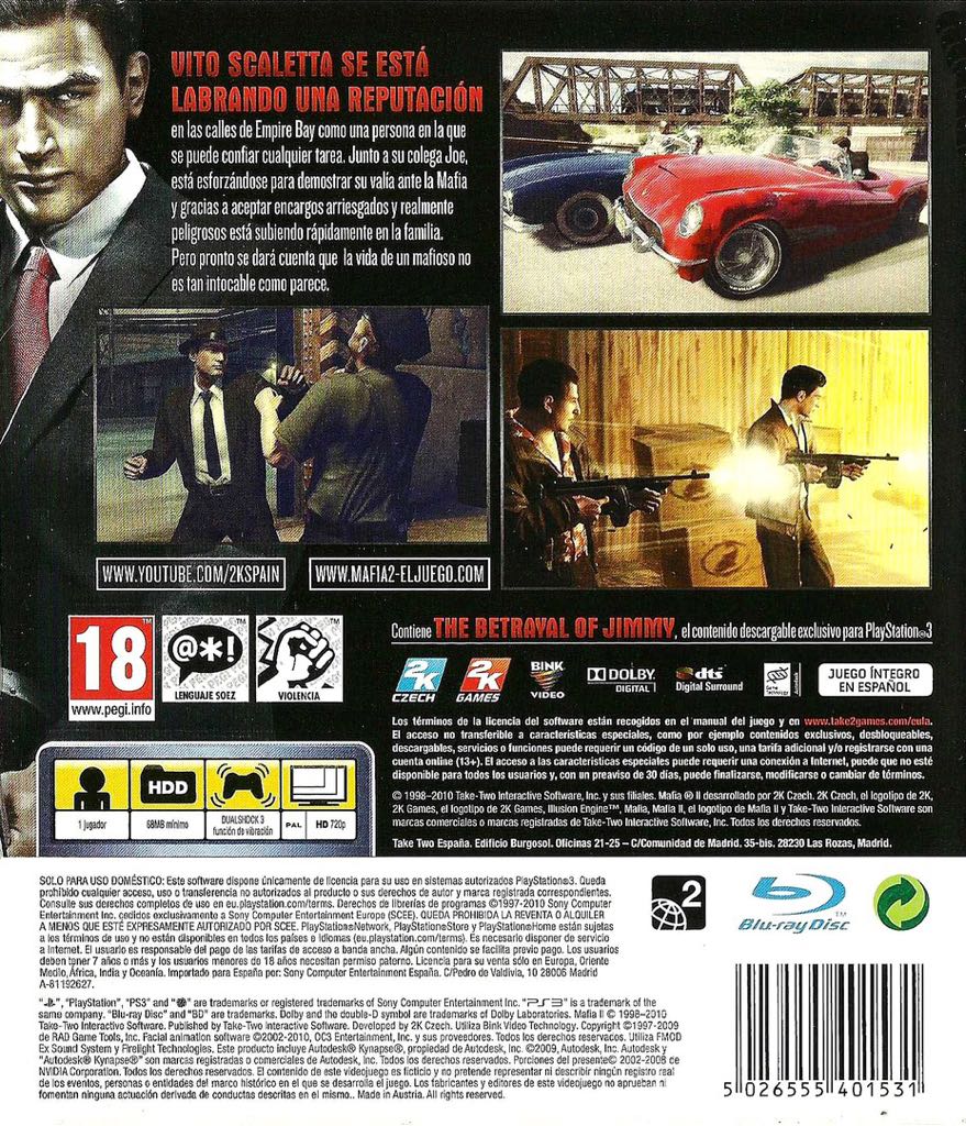 Mafia II - Sony PlayStation 3 (PS3) video game collectible [Barcode 5026555404655] - Main Image 2