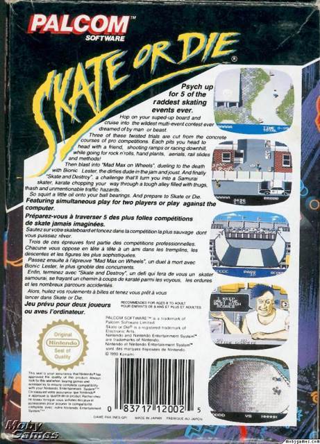 Skate Or Die (LOOSE) - Nintendo Entertainment System (NES) (Single-Player) video game collectible - Main Image 2