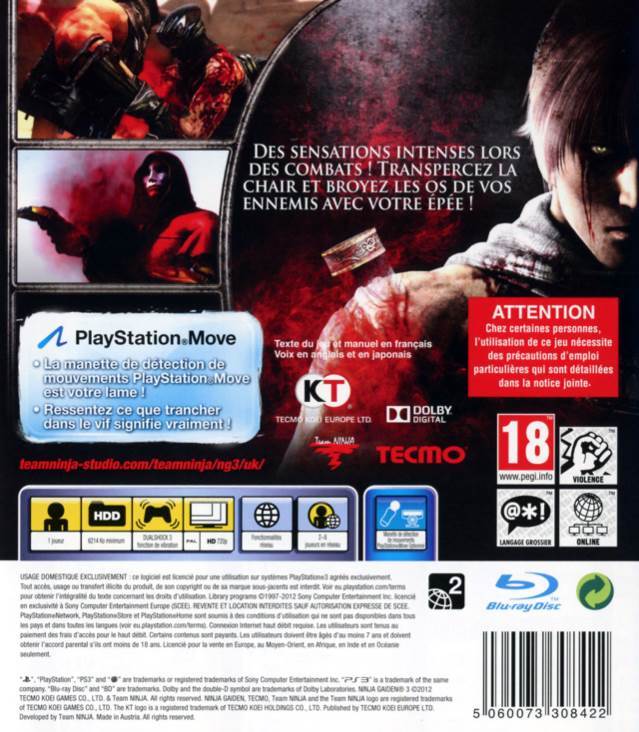 NINJA GAIDEN 3 - Sony PlayStation 3 (PS3) (Tecmo Koei - 1) video game collectible [Barcode 040198002165] - Main Image 2