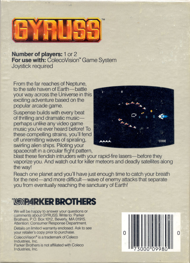 Gyruss (OWN=CART) 2021 - Colecovision (Parker Brothers) video game collectible - Main Image 2