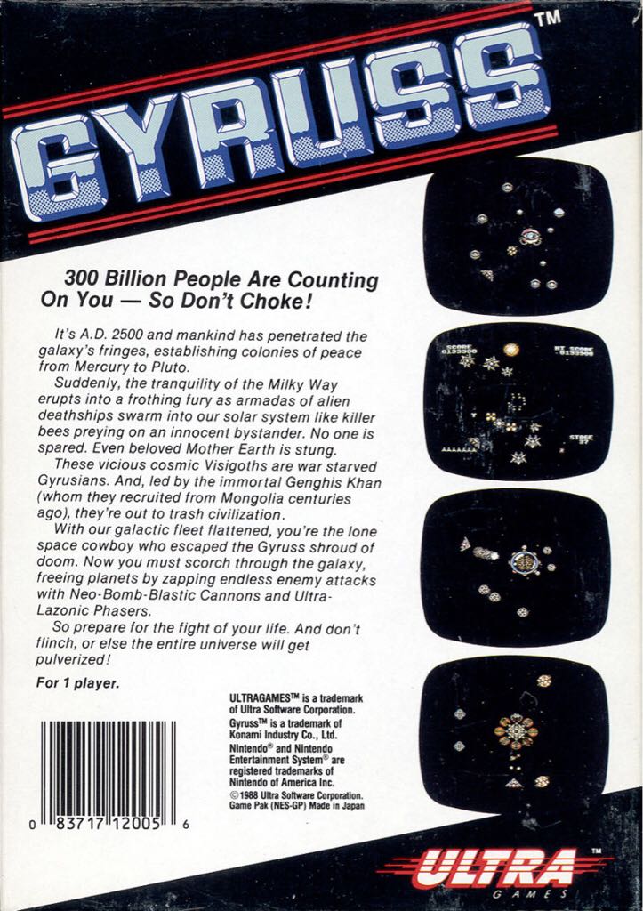 Gyruss - Nintendo Entertainment System (NES) (Ultra Games) video game collectible - Main Image 2