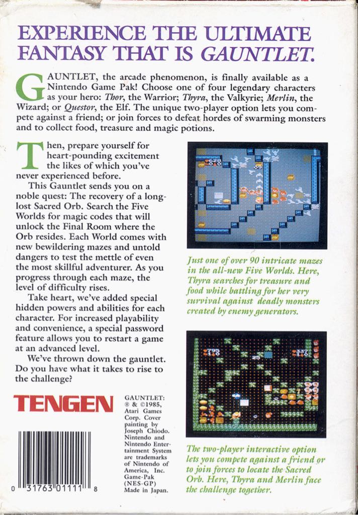 Gauntlet - Nintendo Entertainment System (NES) (Tengen - 2) video game collectible - Main Image 2