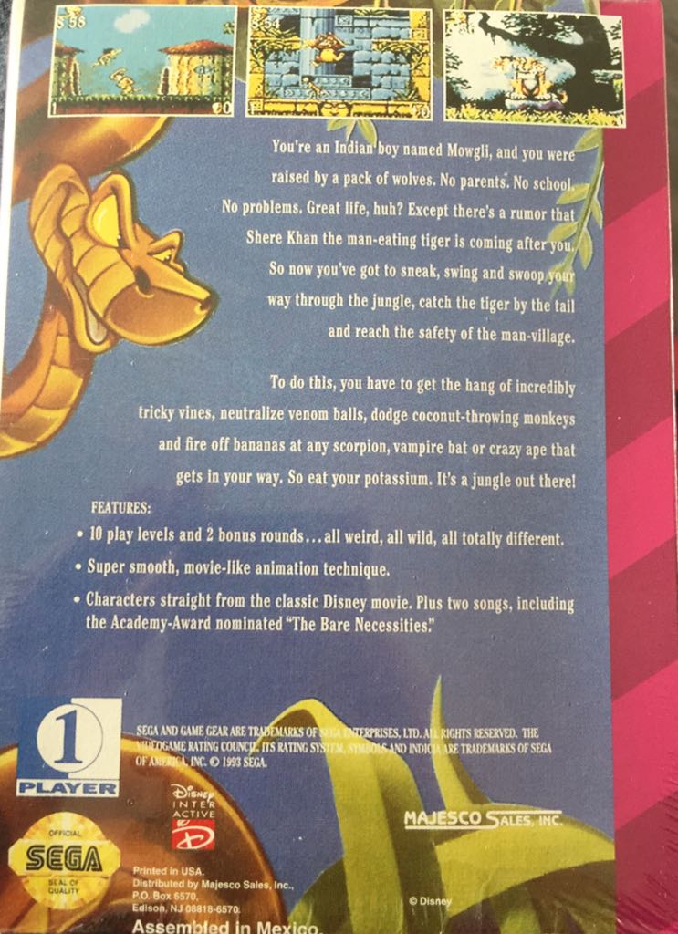 The Jungle Book - Sega Game Gear (Majesco Sales, Inc. - 1) video game collectible [Barcode 096427011989] - Main Image 2