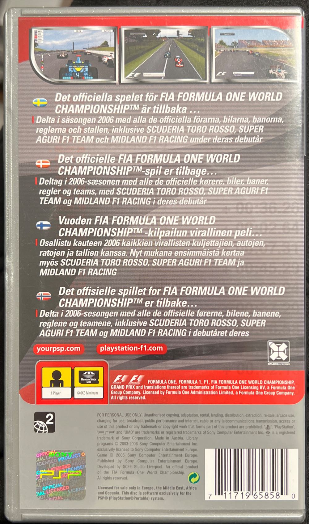 F1 06 Platinium Edition - Sony PlayStation Portable (PSP) video game collectible - Main Image 2