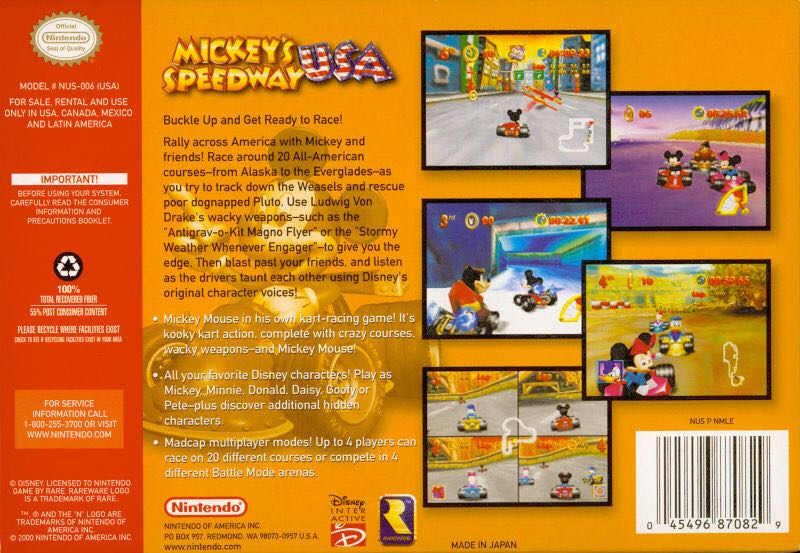 Mickeys Speedway USA - N64 11.0 - Nintendo 64 (N64) (4) video game collectible - Main Image 2
