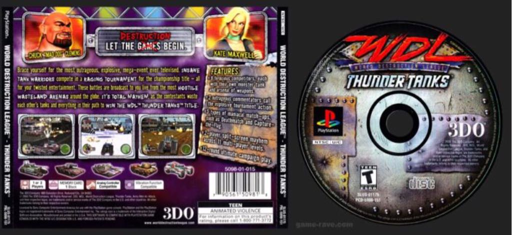 World Destruction League: Thunder Tanks - Sony PlayStation (The 3DO Company - 1-2) video game collectible [Barcode 790561509813] - Main Image 2