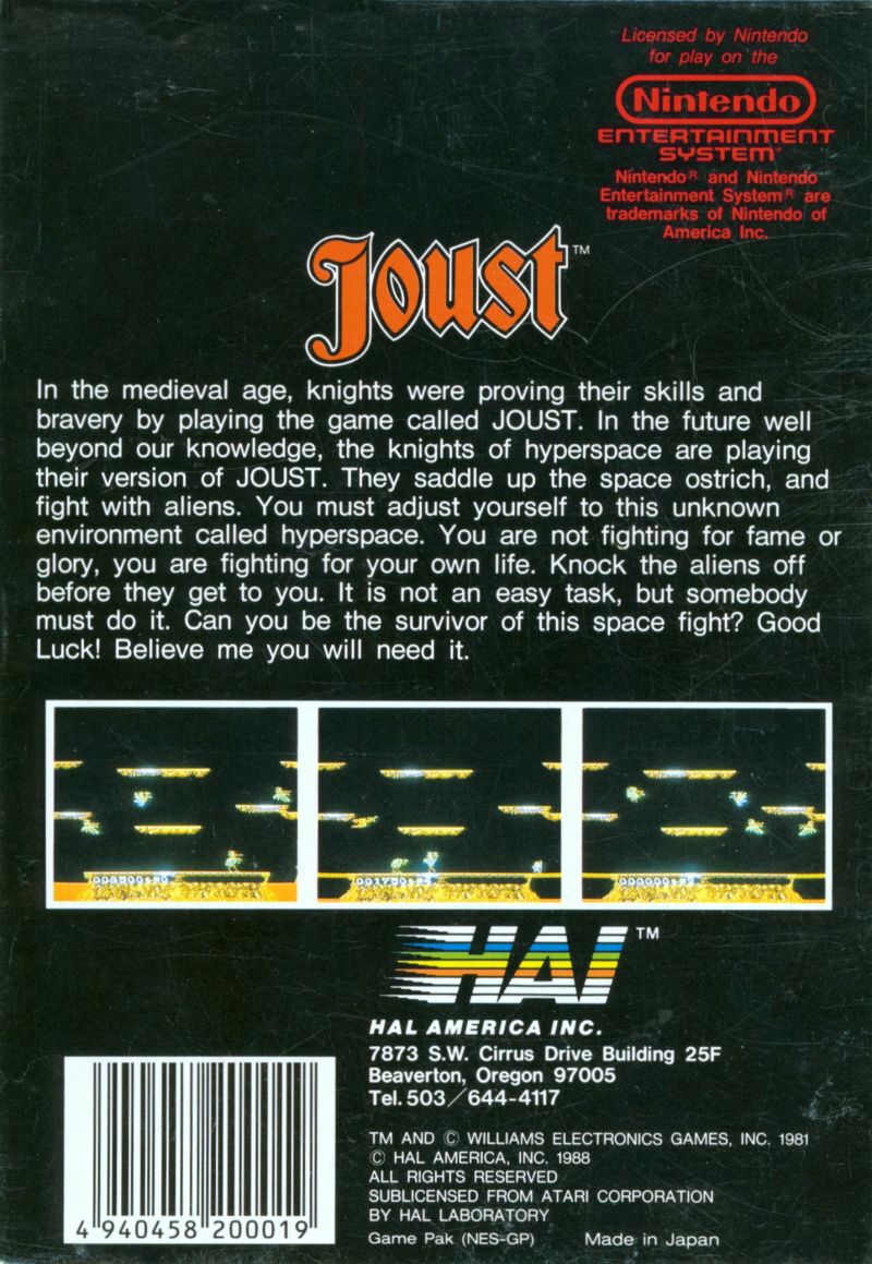 Joust - Nintendo Entertainment System (NES) video game collectible - Main Image 2
